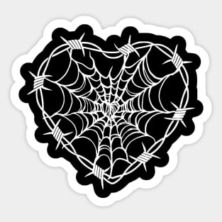 Barbed Wire Spiderweb Heart Sticker